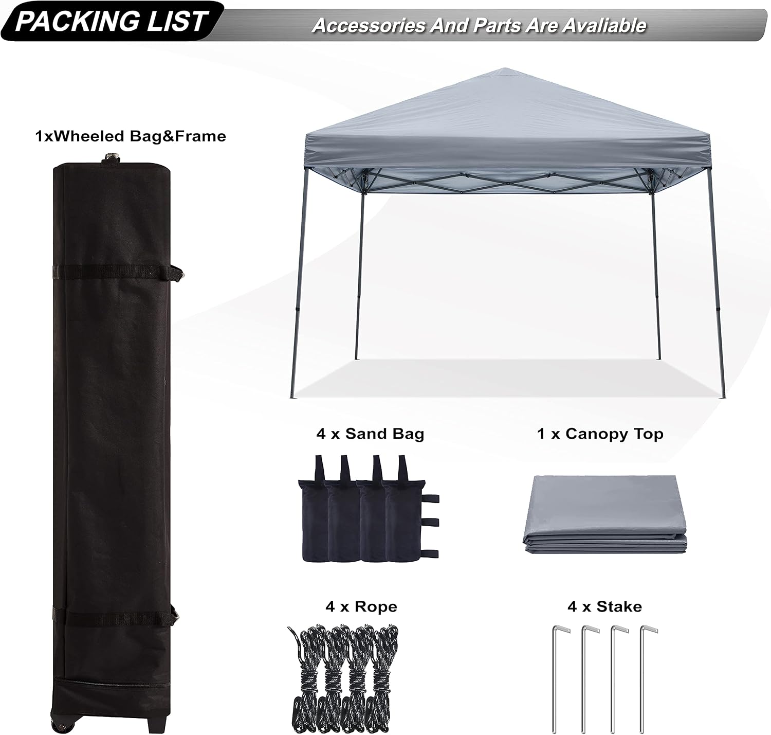 ABCCANOPY 10x10 Pop Up Canopy Tent, Slant Leg Outdoor Shade, Dark Gray