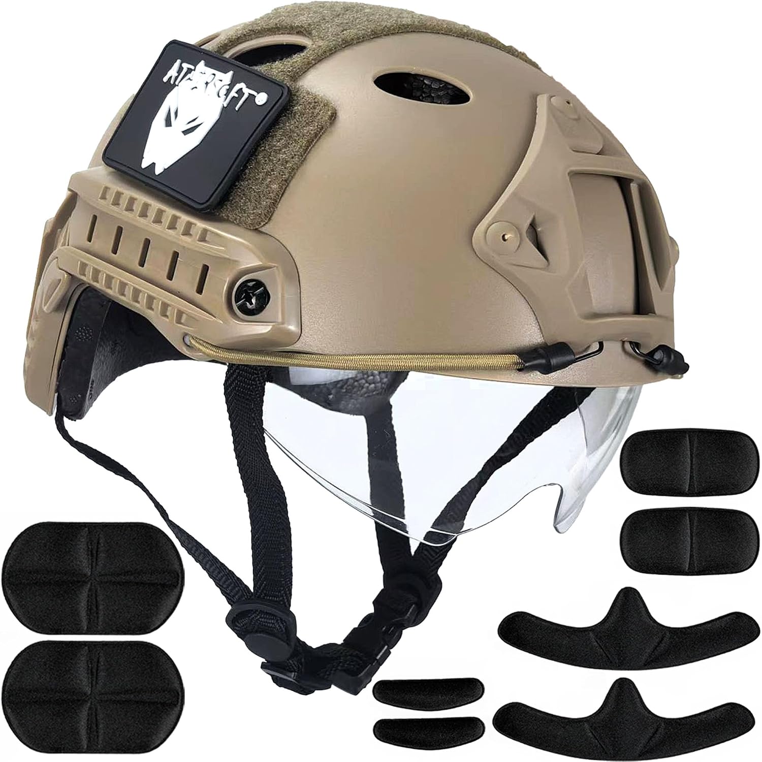 PJ Type Tactical Multifunctional Fast Helmet with Visor Goggles Version