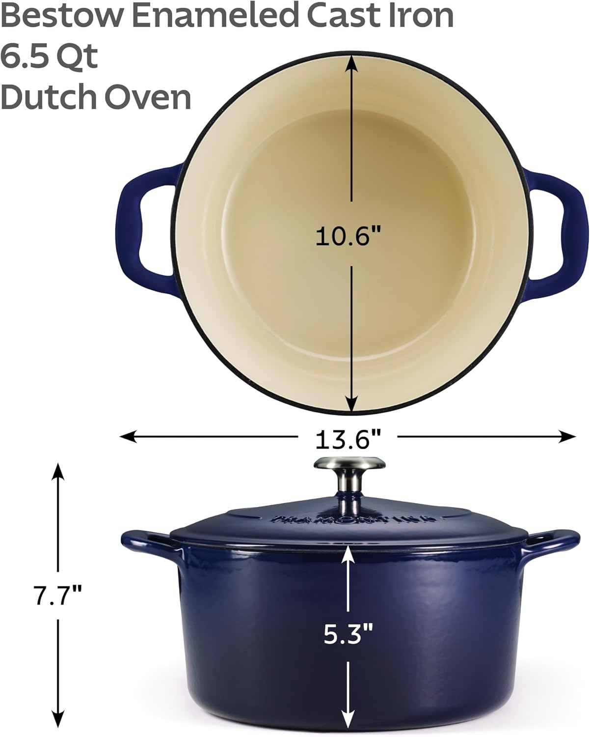 Tramontina Bestow Enameled Cast Iron 4-Qt Braiser Pan with Lid, Blue | Oven-to-Table Casserole Dish, Great for Shallow Braises & Simmers