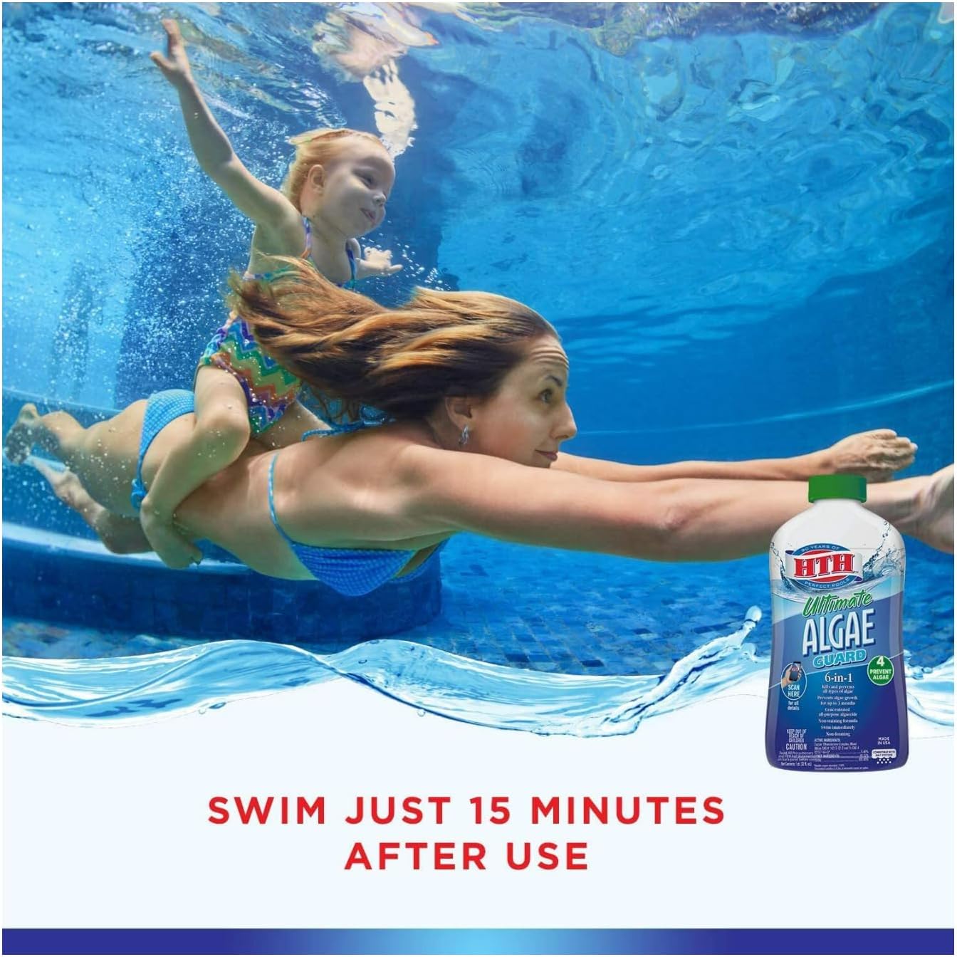 HTH 67033 Ultimate Algae Guard Swimming Pool Algaecide Cleanser, 1 qt