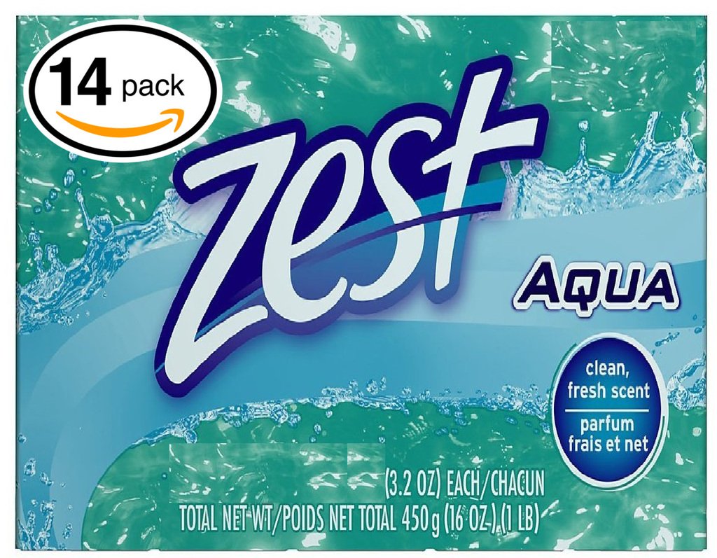 Zest 8-Bar Bath Size Soap, Aqua, 4 Ounce per bar, 8 bars, 32 Ounce