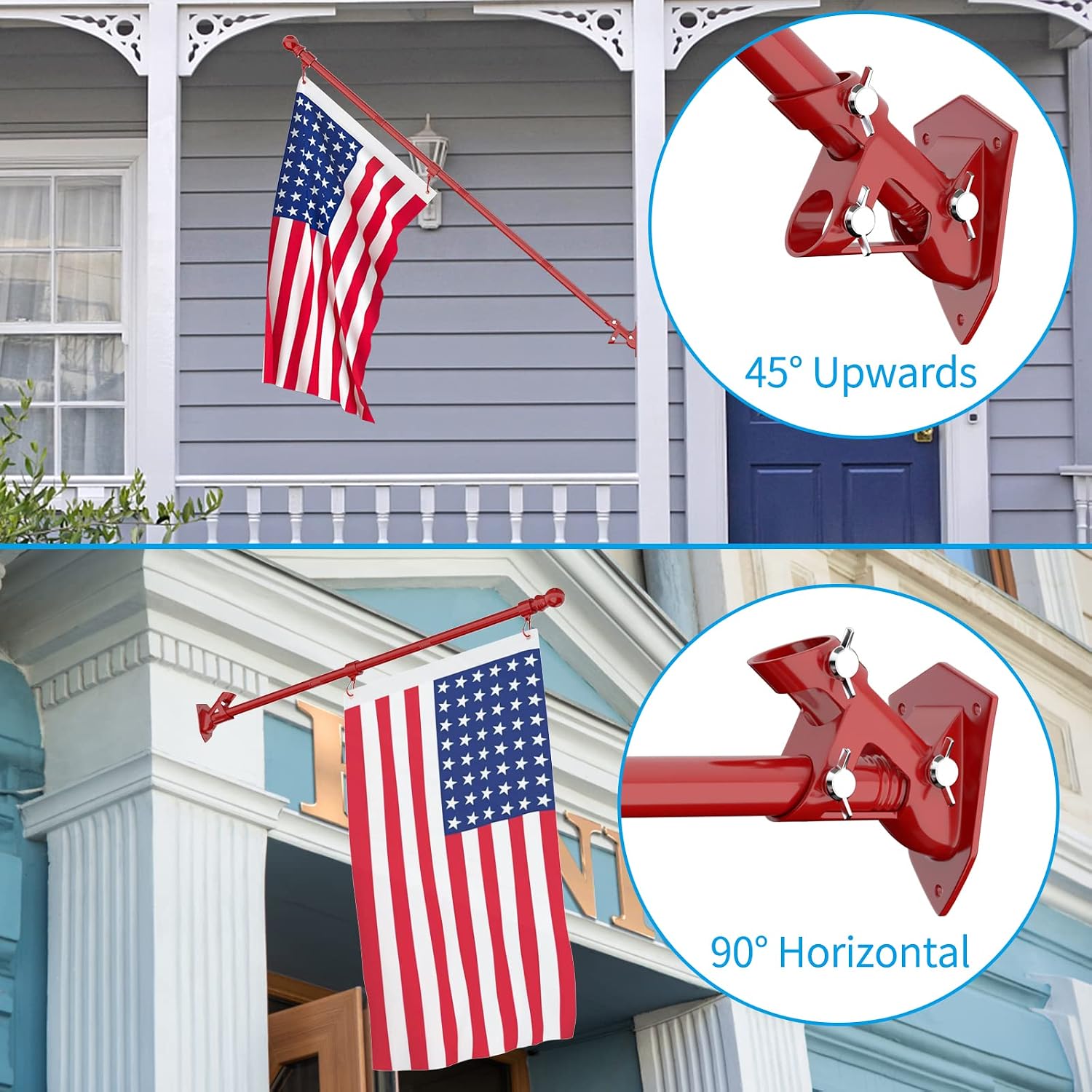 ZMTECH Flag Pole - Upgraded Bracket, 6 FT Stainless Steel Flag Poles for Outside House, Residential or Commerical