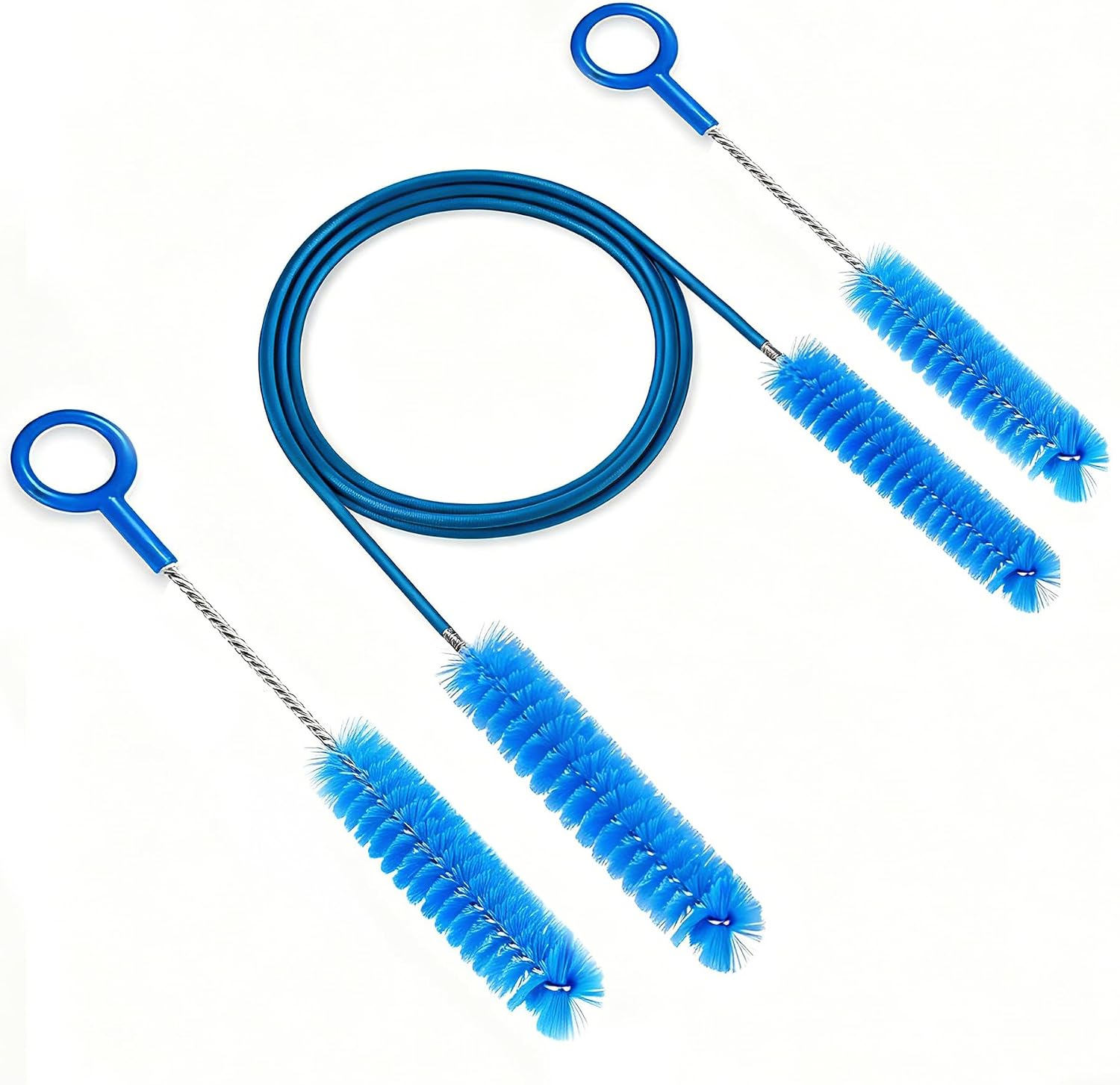 CPAP Hose Brush 7-Foot Rubber-Wrapped Steel Wire CPAP Tube Cleaning Brush for Standard 22mm & 15mm Diameter Tubes, with 2 Detail Brushes for Mask