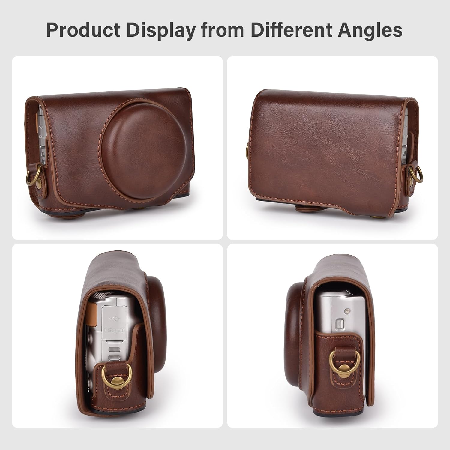 kinokoo Case for Canon PowerShot SX720 HS/SX730 HS/SX740 HS Digital Camera - PU Leather SX740 HS Protective Case Easy Carrying Bag with Adjustable Shoulder Strap - Brown