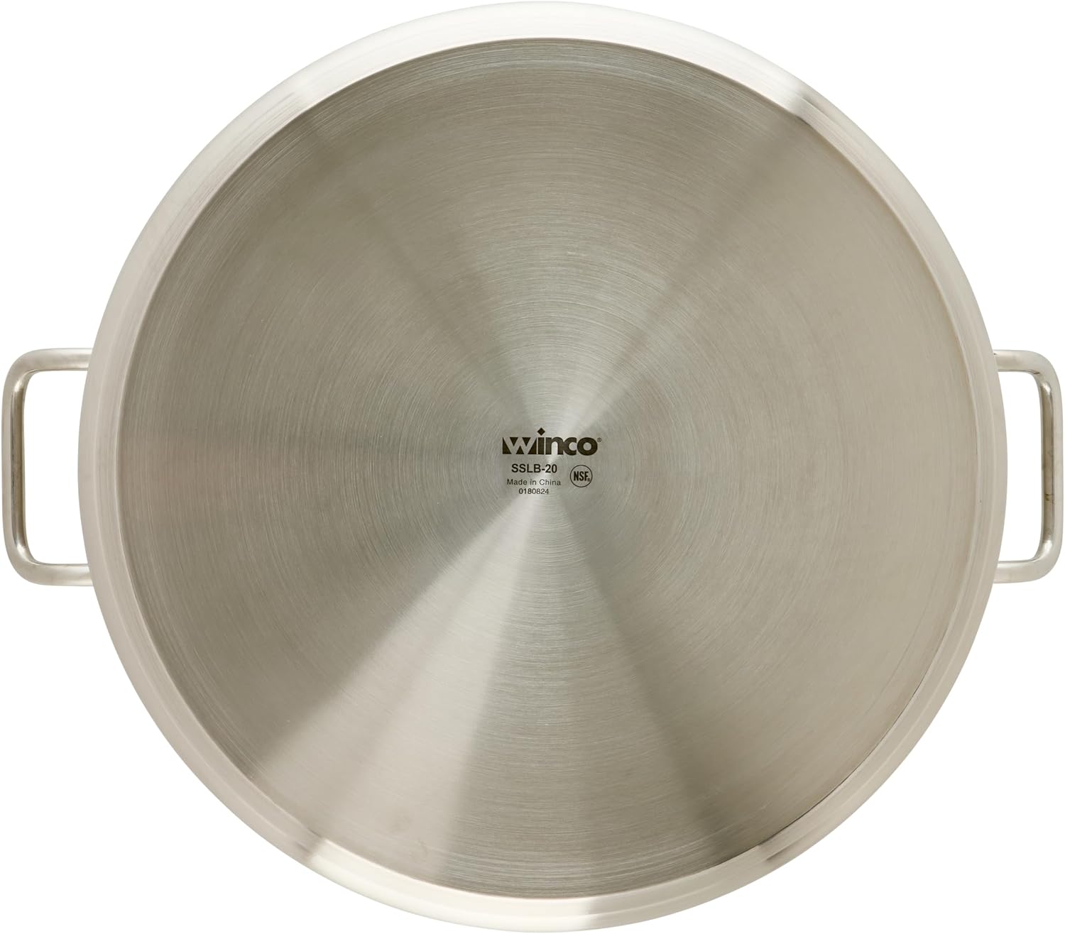 Winco 15 qt Stainless Steel Brazier Pan with Lid | Flat bottom, Wide base, Riveted handles, Induction safe, Great for Braising, Simmering, Batch Cooking and Restaurant Kitchens
