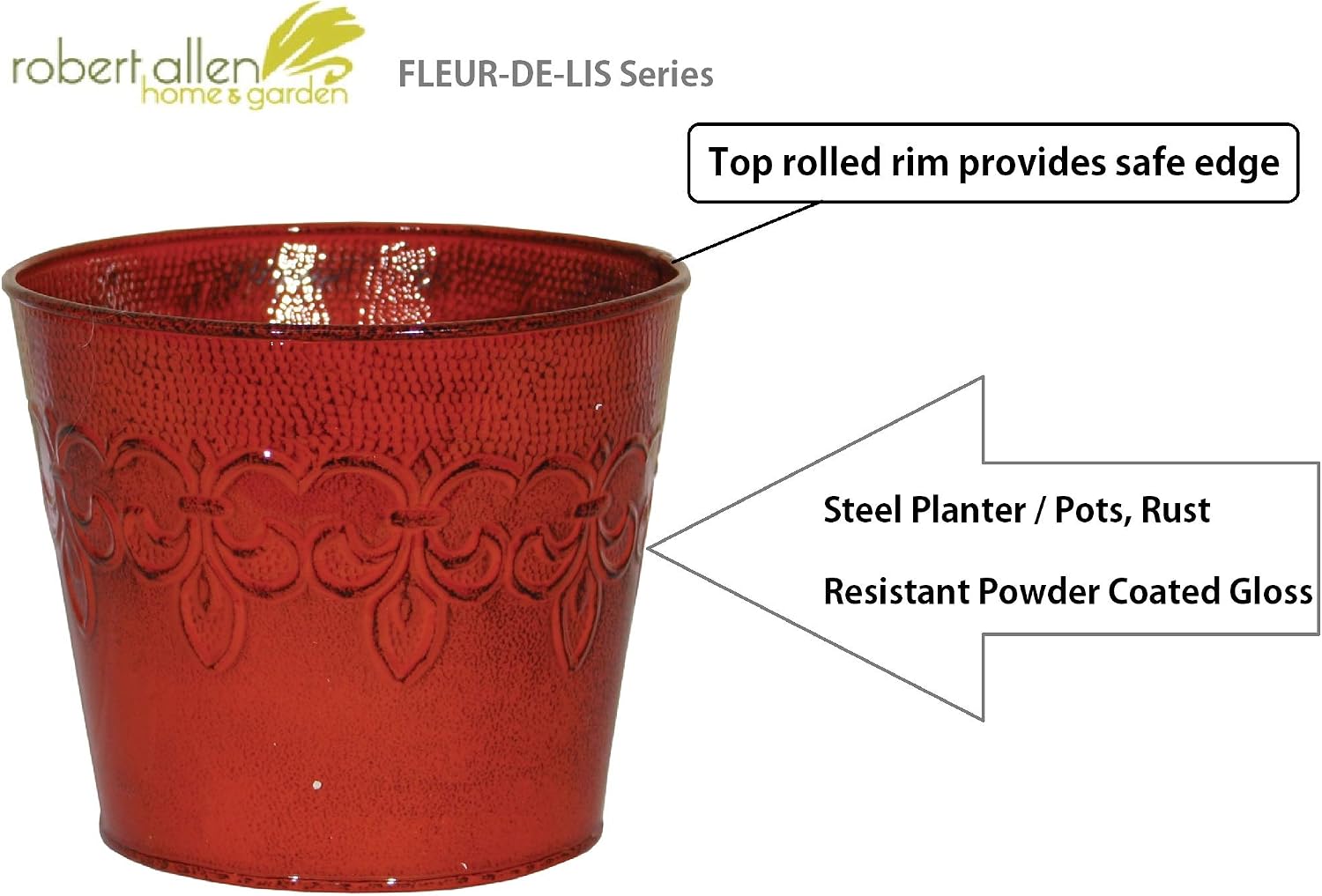 MPT01891 Fluer De Lis Series Metal Planter Flower Pot, 6", Color Tansy Green