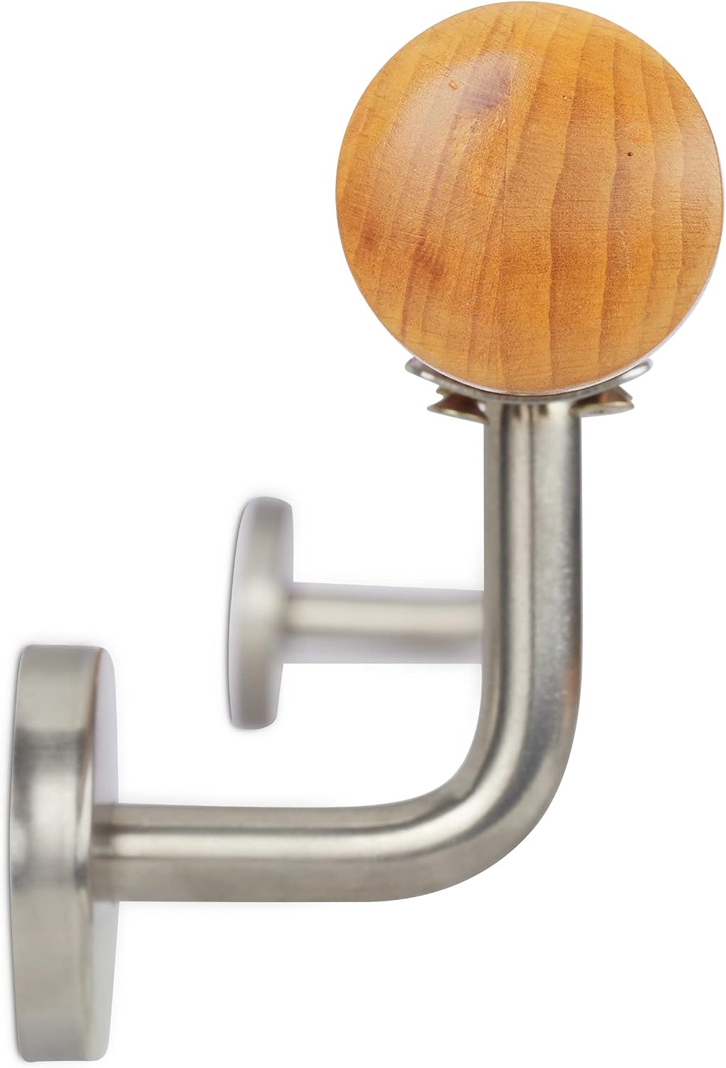 Relaxdays Wooden Handrail, Beech, 1000 mm/100 cm/1 m, Wall-Mount, with Plugs, Rustic 42 mm Diameter, Natural Banister