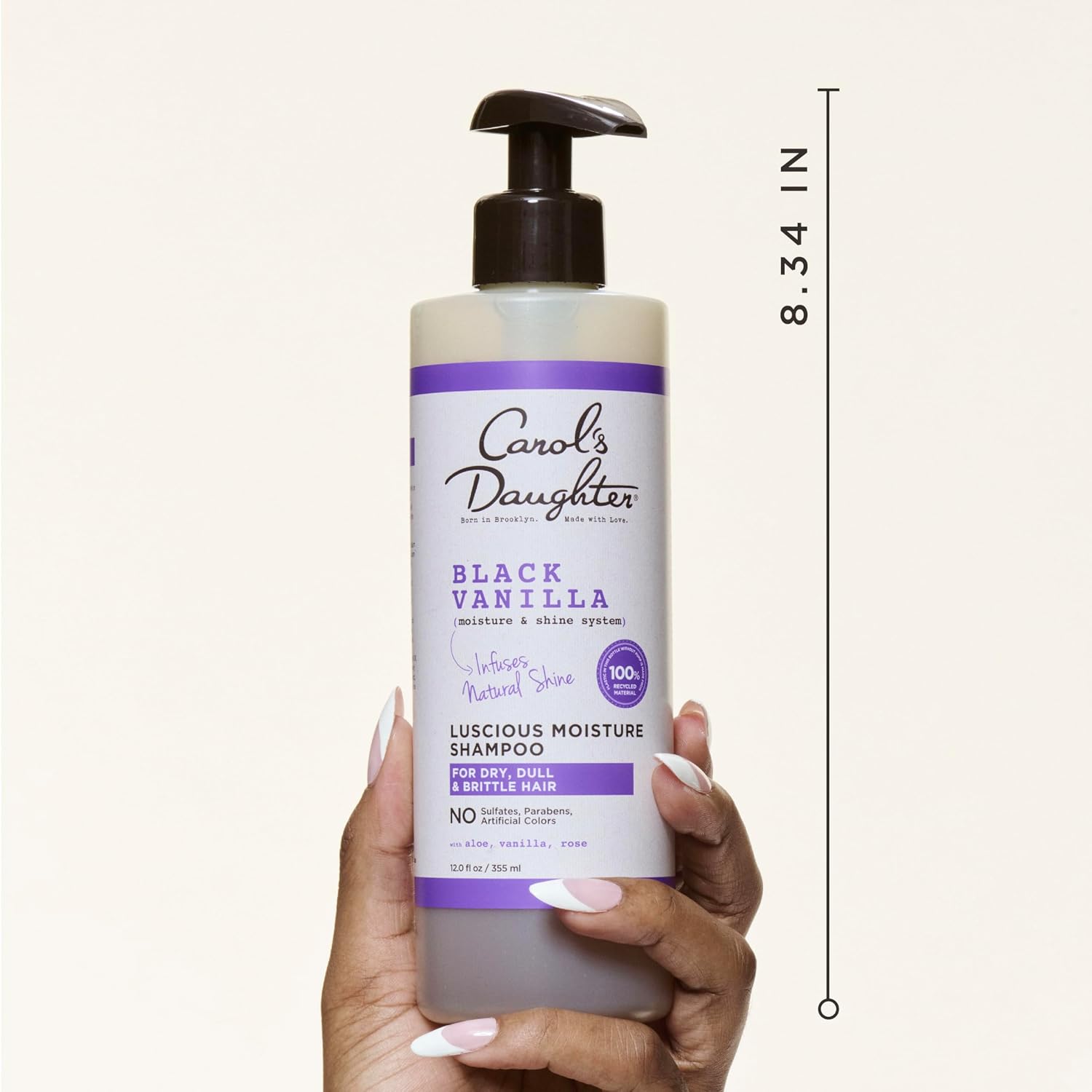 Carol's Daughter Black Vanilla Moisture Sulfate Free Shampoo for Curly, Wavy or Natural Hair, Moisturizing Hair Care for Dry, Damaged Hair, 12 Fl Oz