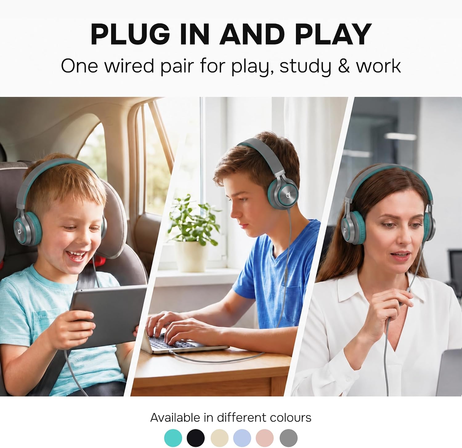 ARTIX Wired Headphones for Classroom & School with Microphone & Volume Control - Adults, Teens & Kids Headphones with Cord