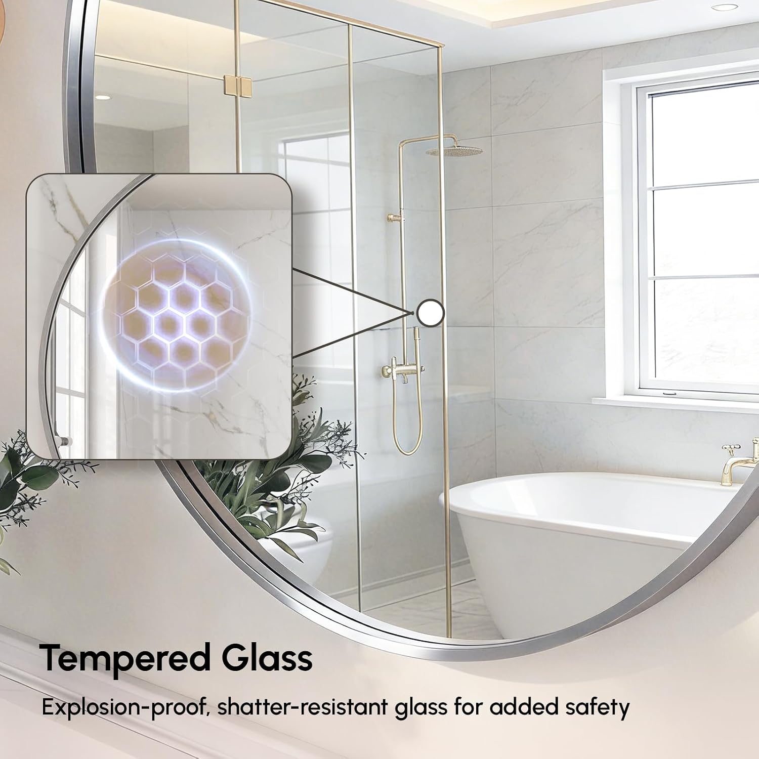 USHOWER Frameless Round Bathroom Mirror 24"