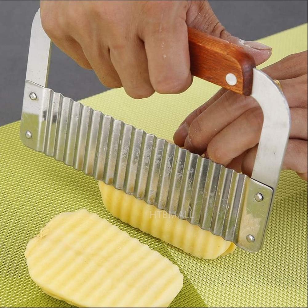 Crinkle Cutter, French Fry Cutter for Potatoes, Upgraded Stainless Steel Blade
