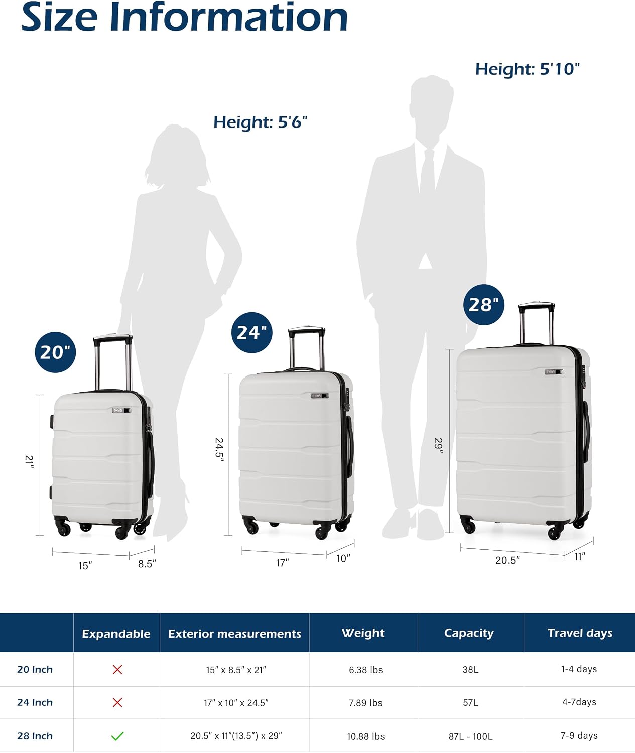 Coolife Medium Checked Luggage Hardside Suitcase with Spinner Wheels, 24in | Lightweight ABS+PC, Rolling Travel Suitcase with TSA Lock, Spinner Wheels, Durable Zipper, Charcoal