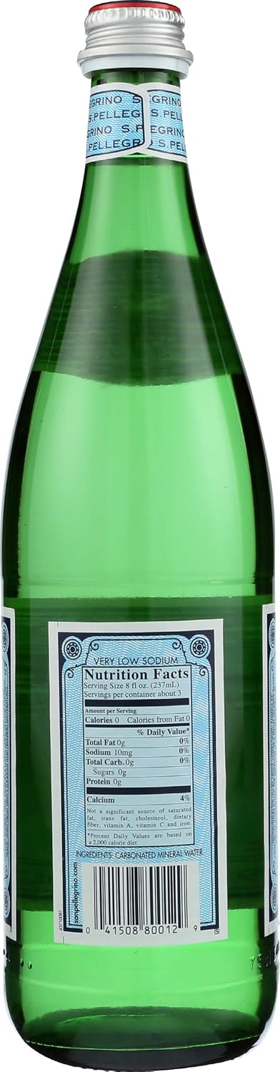 S.Pellegrino Sparkling Natural Mineral Water, 6 Pack of Glass Bottles