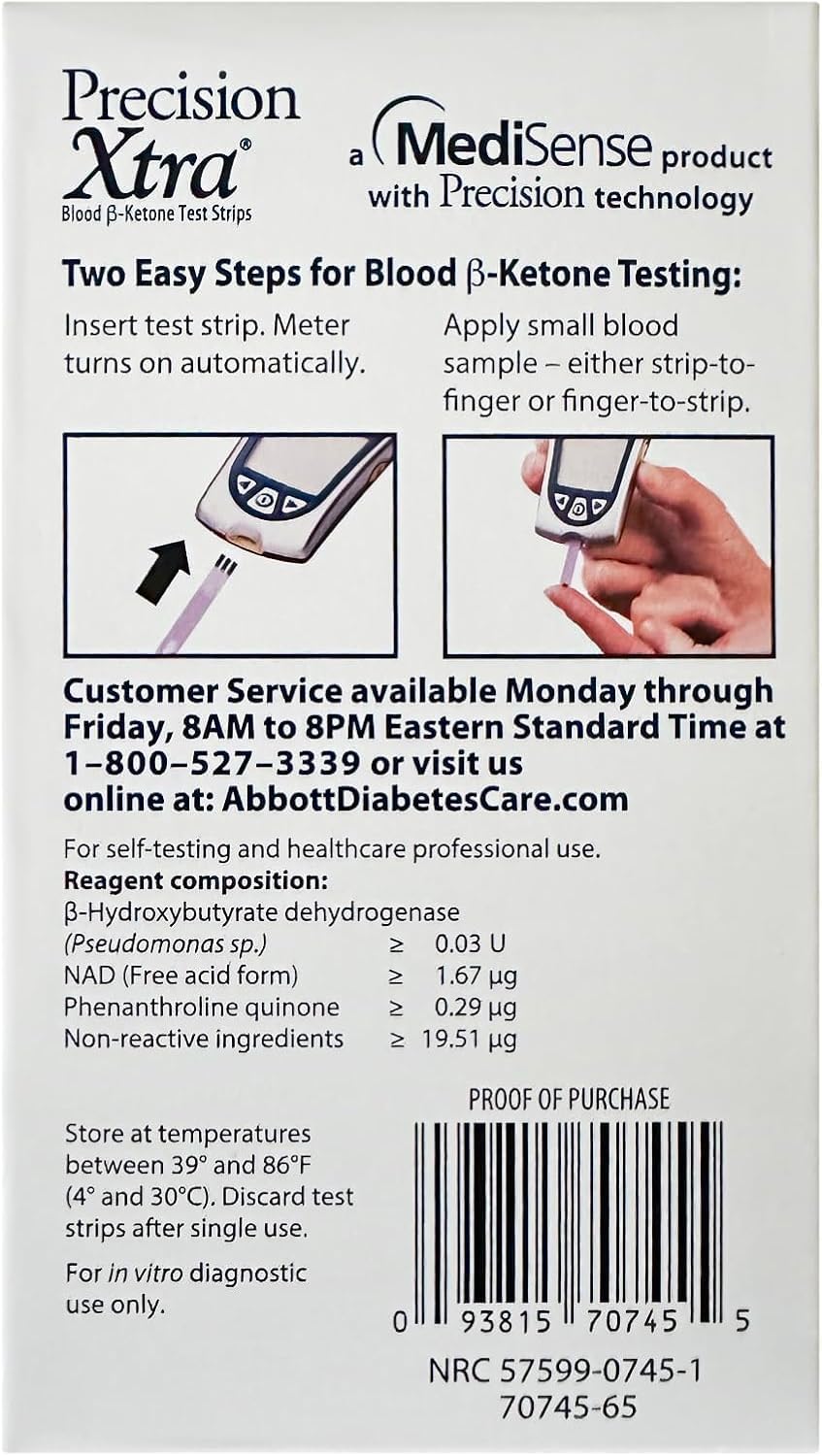 Precision Xtra End/Top Fill Blood Ketone Strip