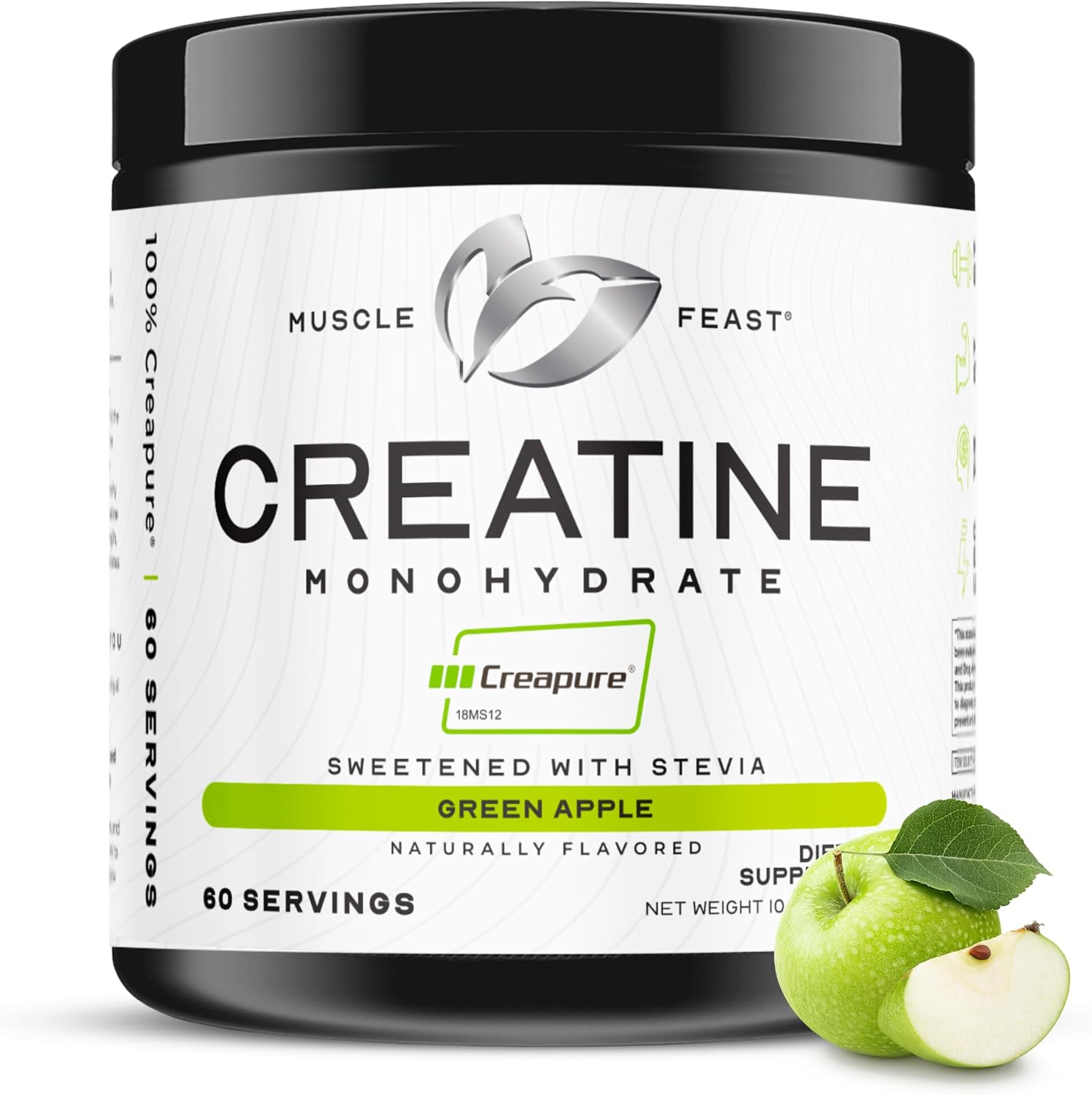 Muscle Feast Creapure Creatine Monohydrate Powder, Unflavored (300g) | Vegan, Non-GMO, Keto Friendly Mass Gainer, Muscle Recovery Supplement & Trusted Creatine for Muscle Growth, Creatine Powder