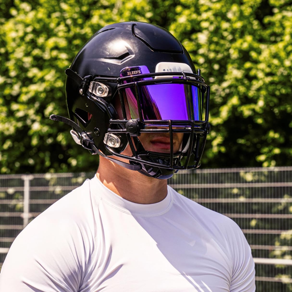 SLEEFS Clear Football Visor for Helmet - Professional Football Visor - Face & Eye Shield - Fits Youth & Adult Helmets - Includes Quick Visor Clips