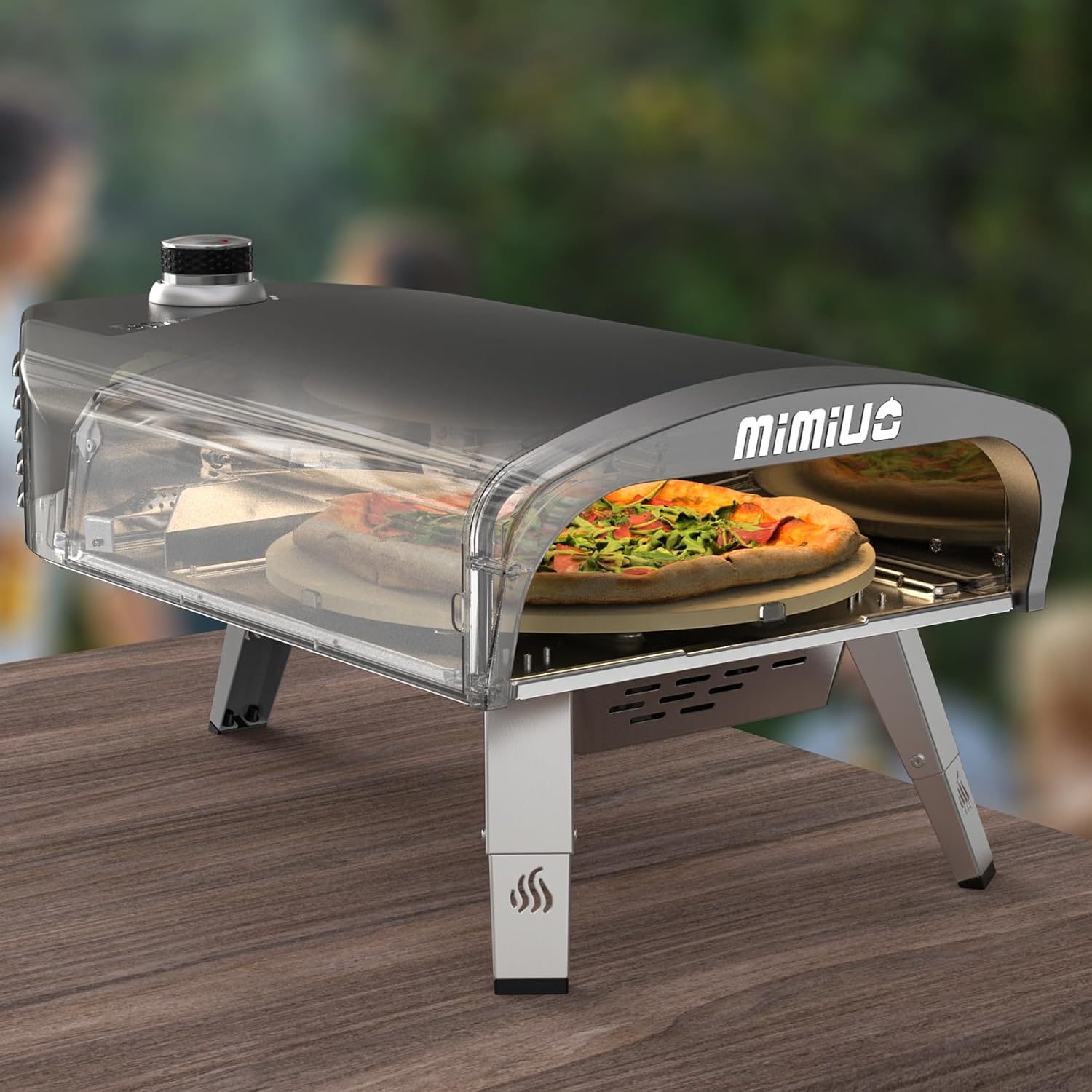Mimiuo 12" Gas Pizza Oven Outdoor 33Lbs – 60S Bake, w/Stone, Peel & Cover