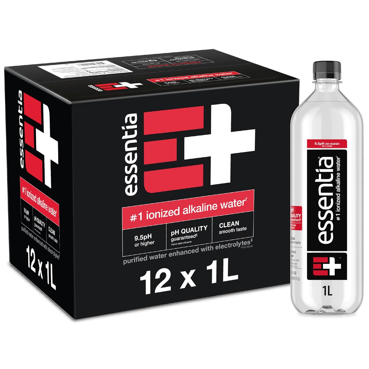 Essentia Water LLC, Ionized Alkaline Bottled Water; 99.9% Pure, Infused with Electrolytes, 9.5 pH or Higher a Clean, Smooth Taste, 20 Fl Oz (Pack of 24)