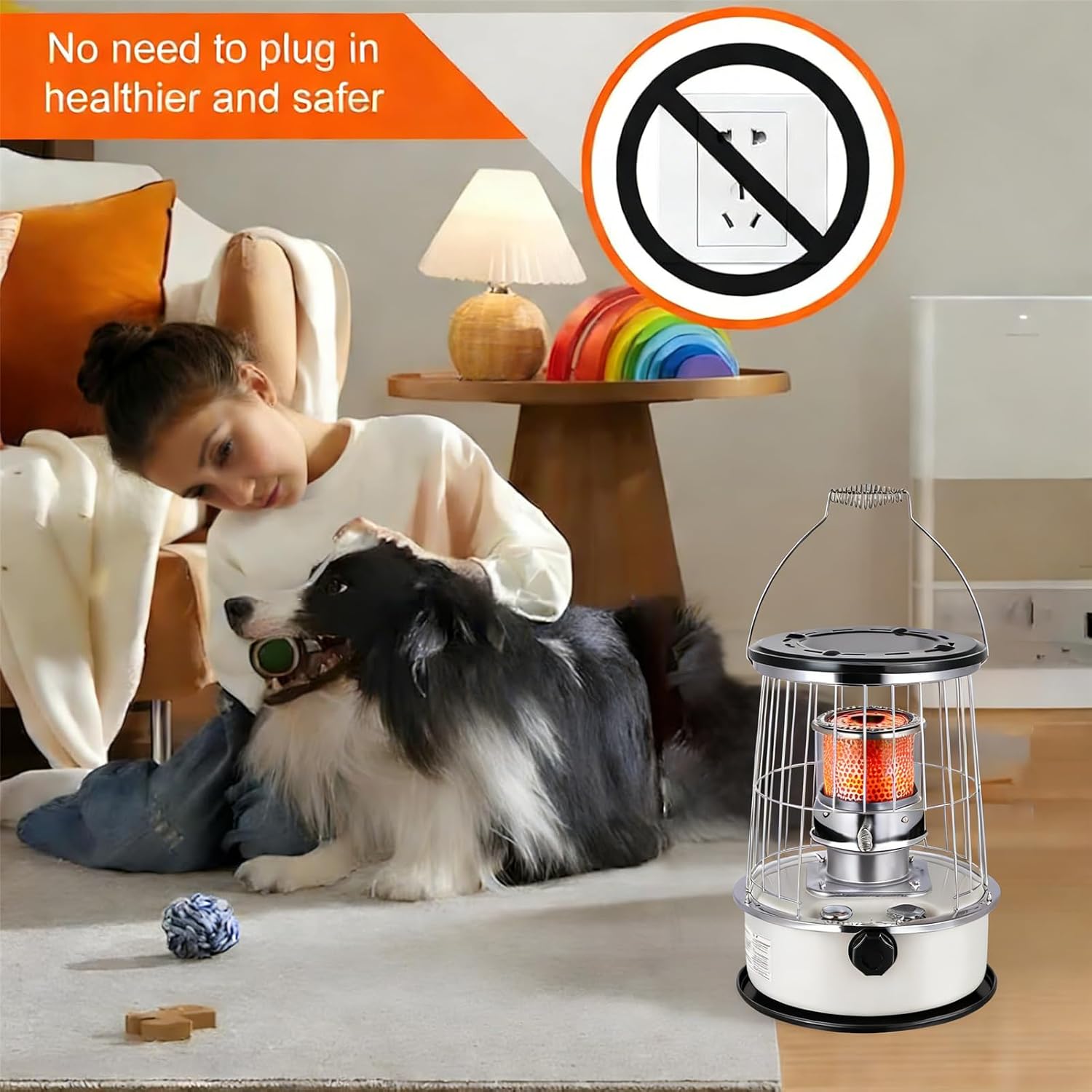 Pomya Indoor Kerosene Heater, 12000BTU Portable Kerosene Heater, Non Electric Indoor Outdoor Space Heaters for Camping, Cooking, Home, Garage