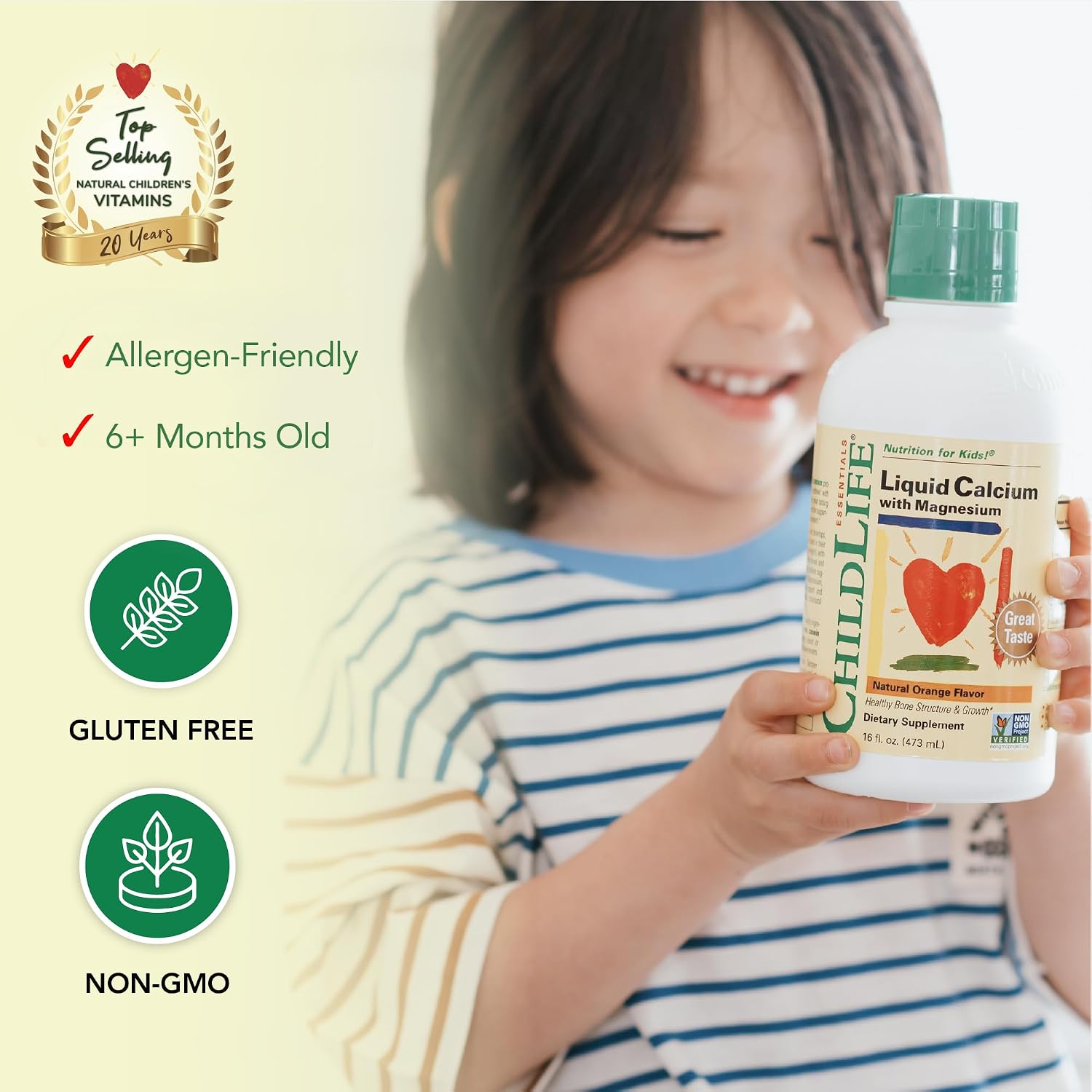 ChildLife Essentials Liquid Calcium Supplement for Kids, 16 fl Oz (2 Pack) | Baby & Toddler Calcium, Magnesium, Zinc, Vitamin D 3, Orange Flavor, Supplement, Liquid, Toddler Kids, Zinc Magnesium