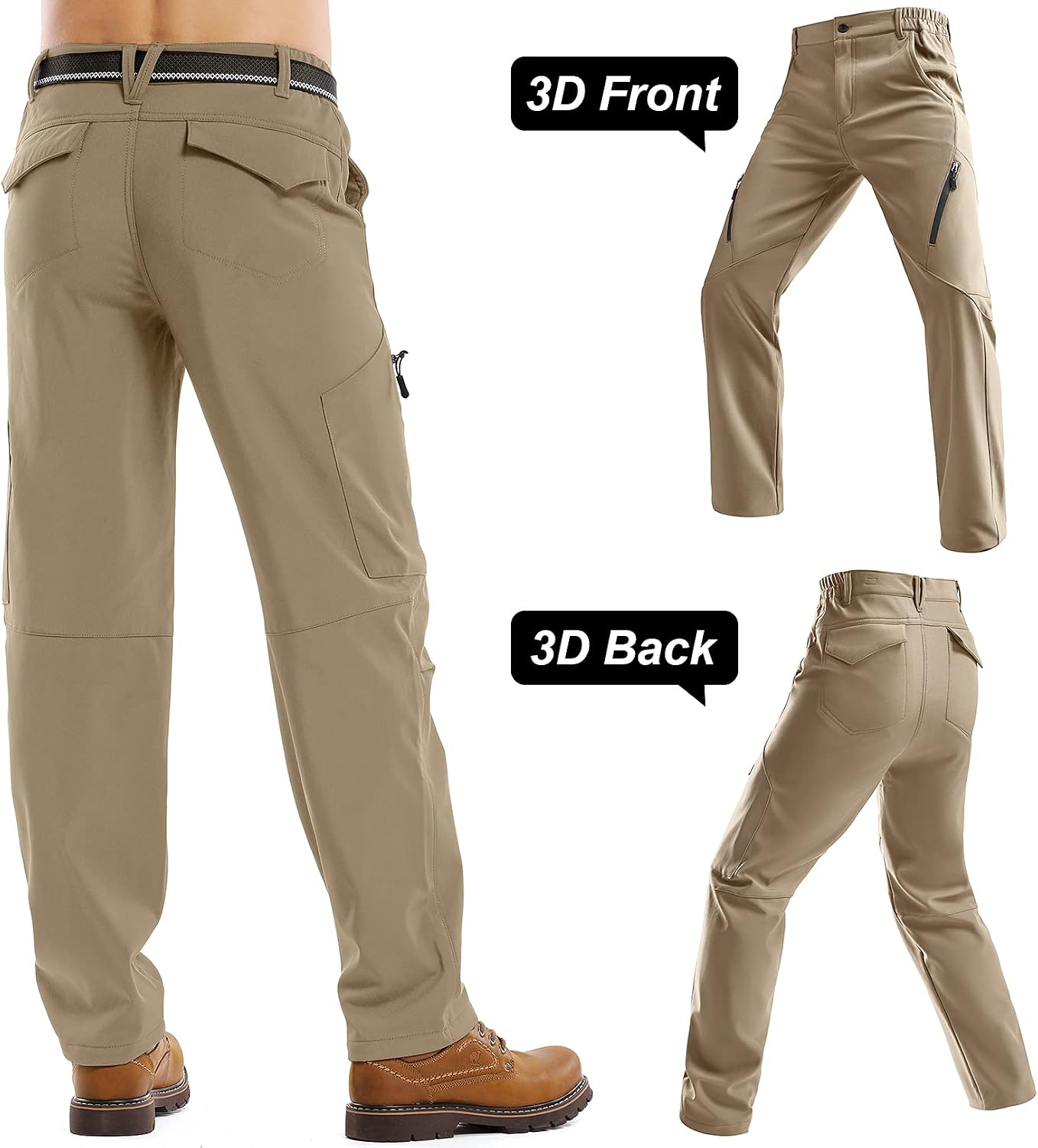 Men's Waterproof Pants Fleece Lined Insulated Winter Hiking Ski Snow Pants