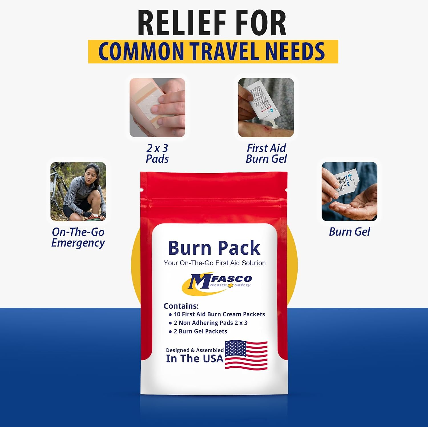 MFASCO Antiseptic Wound Care Travel Pack | 39 Piece First Aid Kit Refill | BZK, Antiseptic Wipes, Sting Relief, Wound Ointment | Essential First Aid Supplies | Refill Personal First Aid Kits