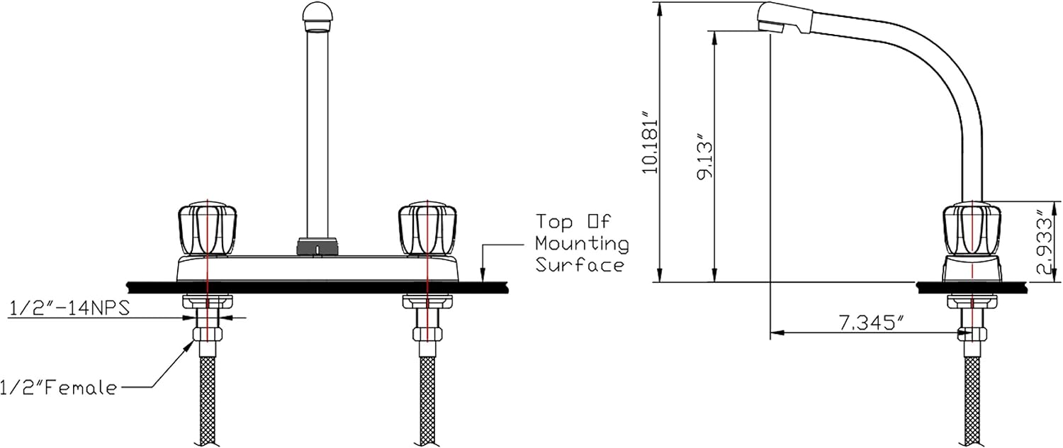 Dura Faucet DF-PK210S-BQ RV Hi-Rise Kitchen Sink Faucet (Bisque) | Tall spout with smoked acrylic knobs makes filling big pots easy.