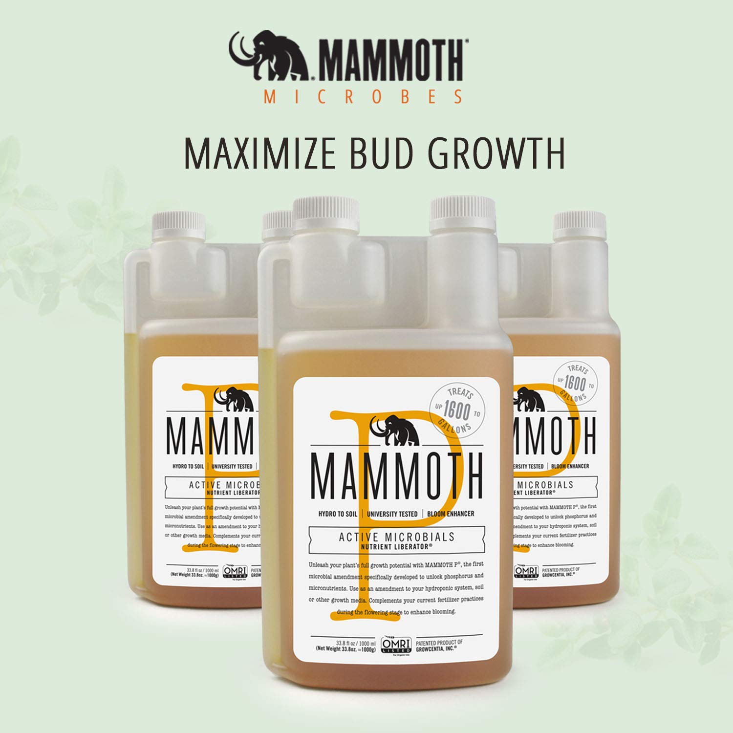 Mammoth Organic Bloom Booster | Mammoth P Organic Fertilizer Microbial Inoculant | 16% Proven Increase in Yield (250 ml)