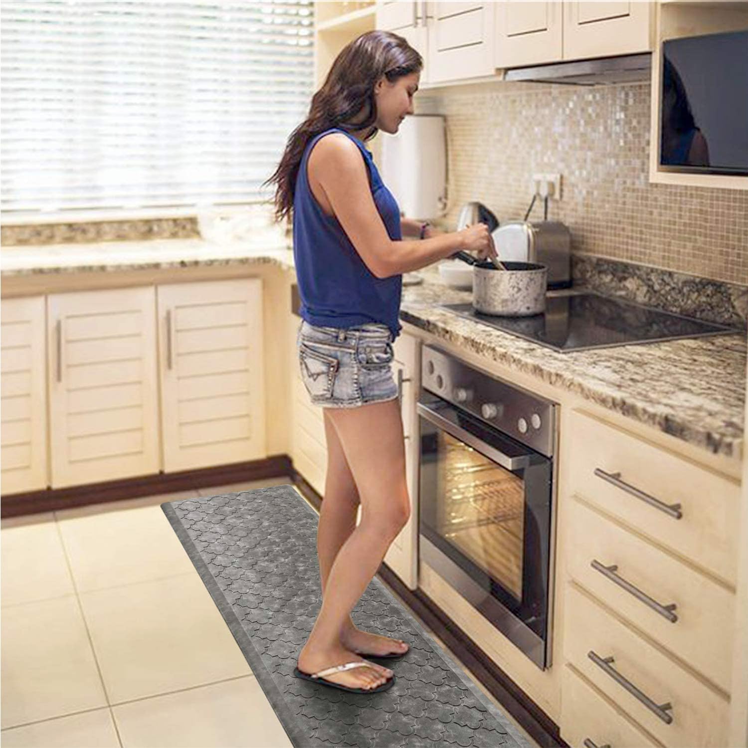 WISELIFE Kitchen Mat Cushioned Anti Fatigue Floor Mat, 17.3"x60", Thick Non Slip Waterproof Kitchen Rugs and Mats, Standing Mat for Floor, Home