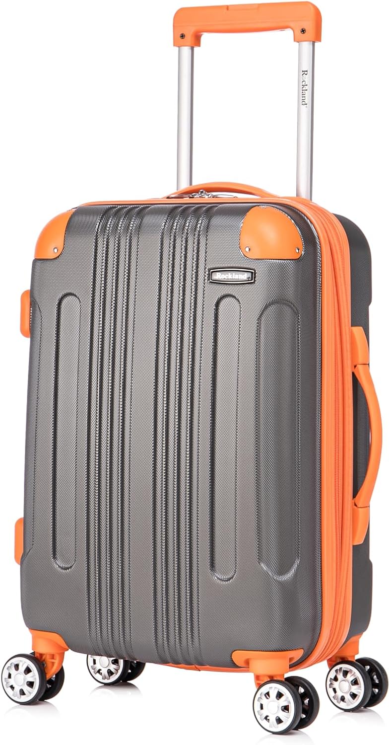 Rockland London Hardside Spinner Wheel Luggage, White, 3-Piece Set (20/24/28)