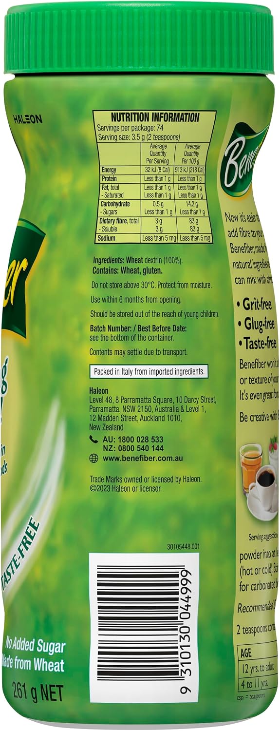 Benefiber Taste-Free, Sugar-Free Fiber Supplement Powder for Digestive Health 74 Servings 261g