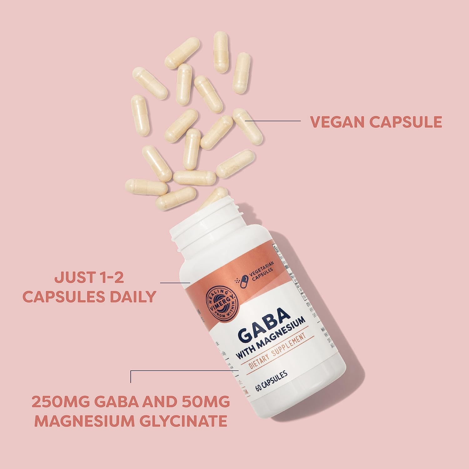 Vimergy GABA with Magnesium Supplement for Calm, 60 Capsules and Servings