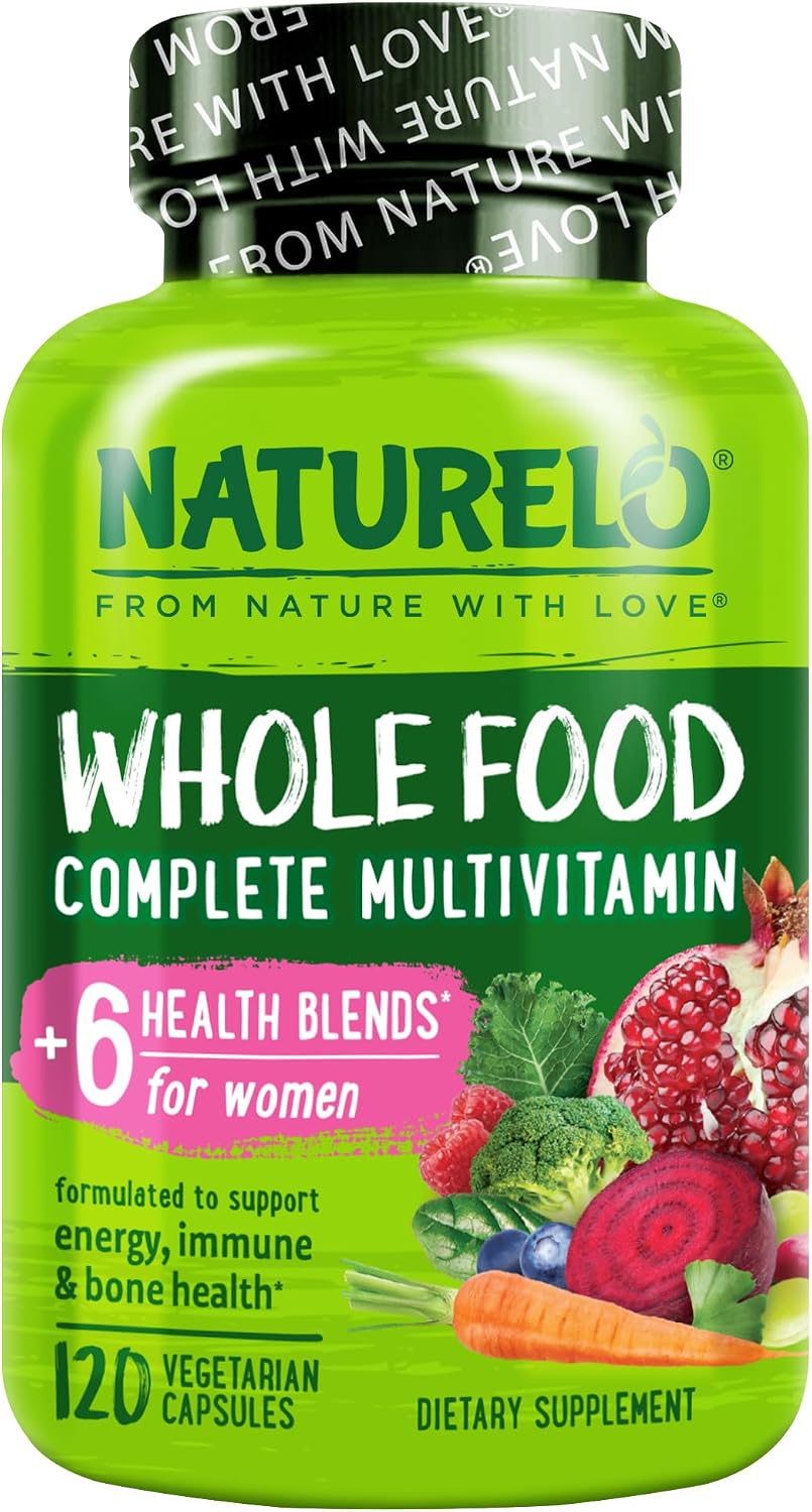 NATURELO Whole Food Multivitamin for Women - with Vitamins, Minerals, & Organic Extracts - Supplement for Energy and Heart Health - Non GMO - 120 Vegan Capsules | Women's Multivitamins with Vitamins, Minerals, Organic Extracts for Energy and Heart Health…