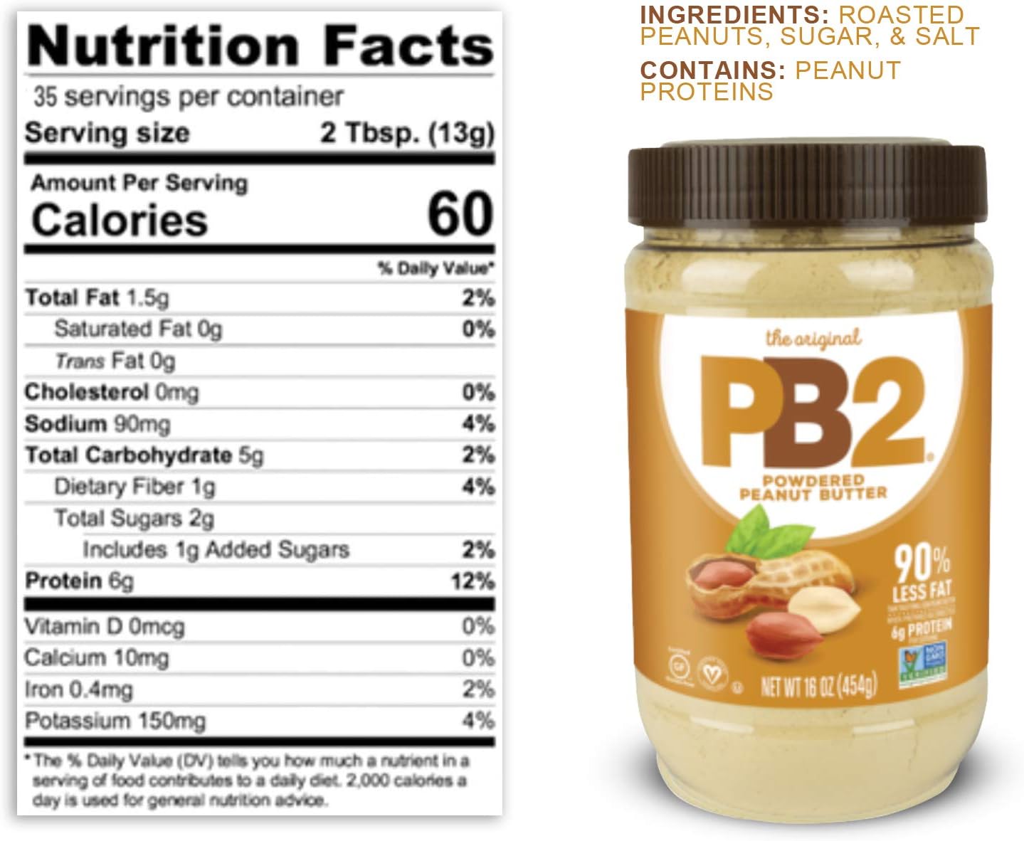 Bell Plantation PB2 Powdered Peanut Butter 16 oz. pack of 2