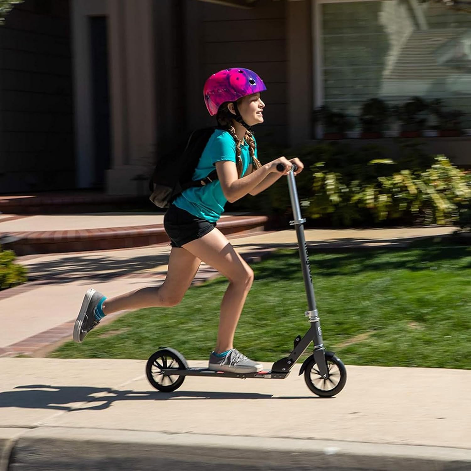 Mongoose Trace Kick Scooter for Youth Adult Boys and Girls, Quick-Release, Lightweight & Easy Folding Scooter, Bike Style Grips