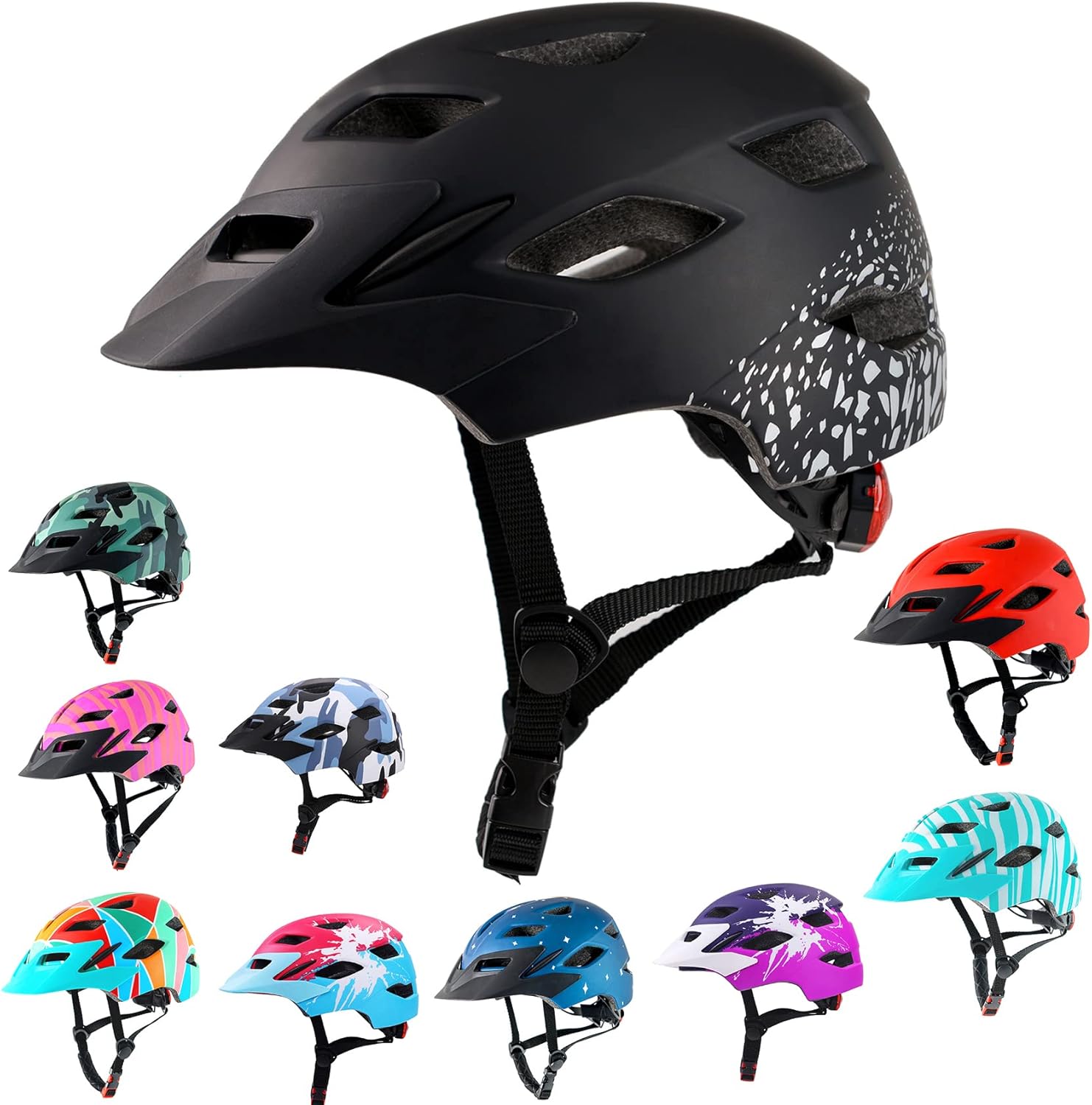 Kids Bike Helmet with LED Light for Youth Teen Toddler Boys Girls