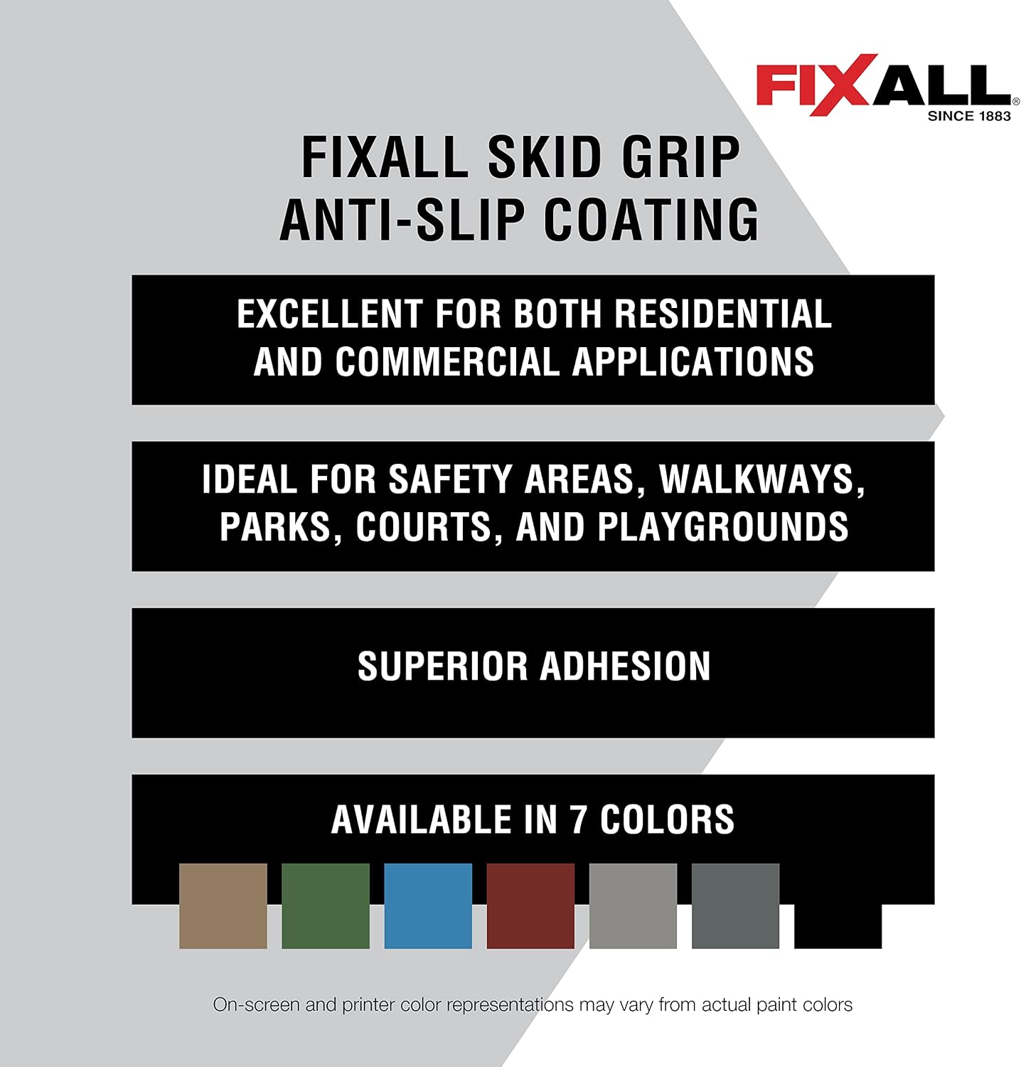 FIXALL Skid Grip Anti-Slip Coating, 1 Gallon, Crimson, Exceeds ADA Standards, Ideal for Safety Areas, Slip-Resistant Pavement, Cement & Concrete Paint