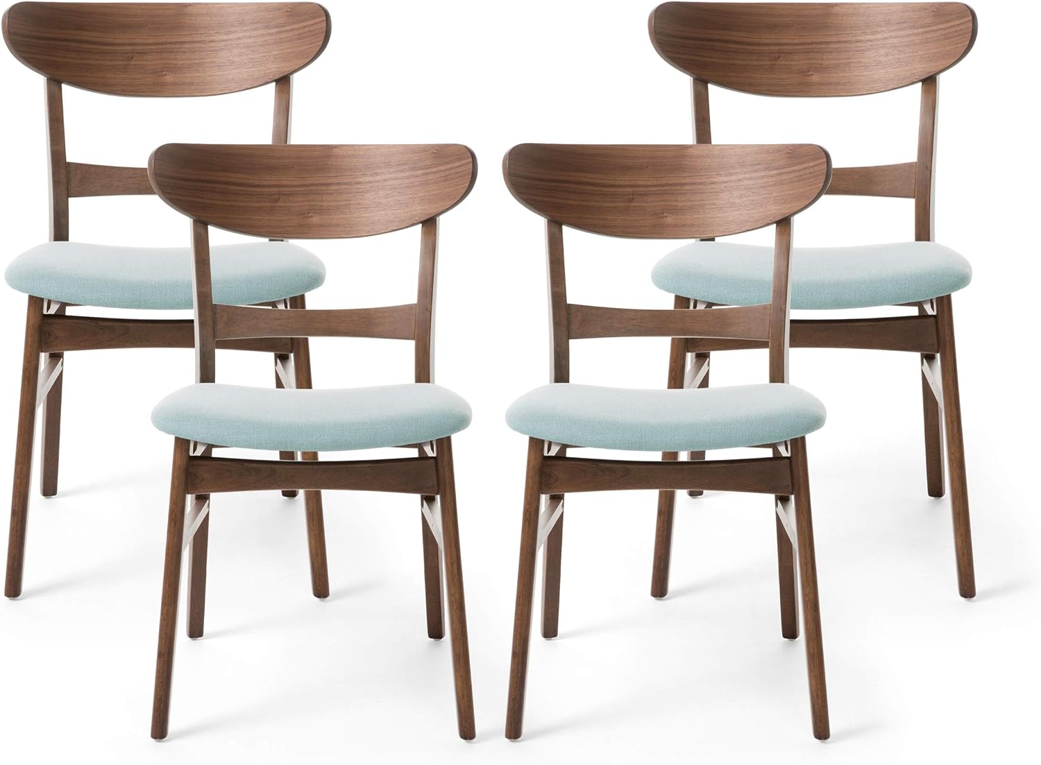 Christopher Knight Home Heather Mid-Century Modern Dining Chairs (Set of 4), Dark Gray and Natural Oak