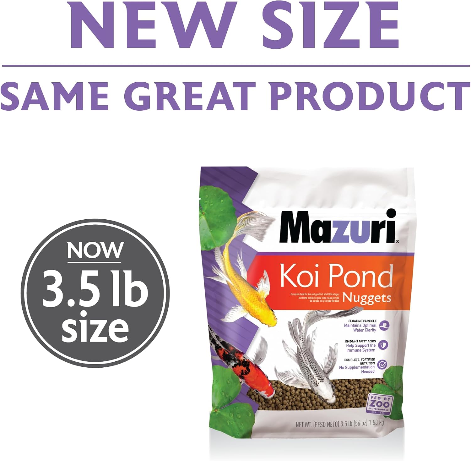 Mazuri Koi Floating Pond Nuggets, Floating Koi Fish Food for Ponds, 20 lbs