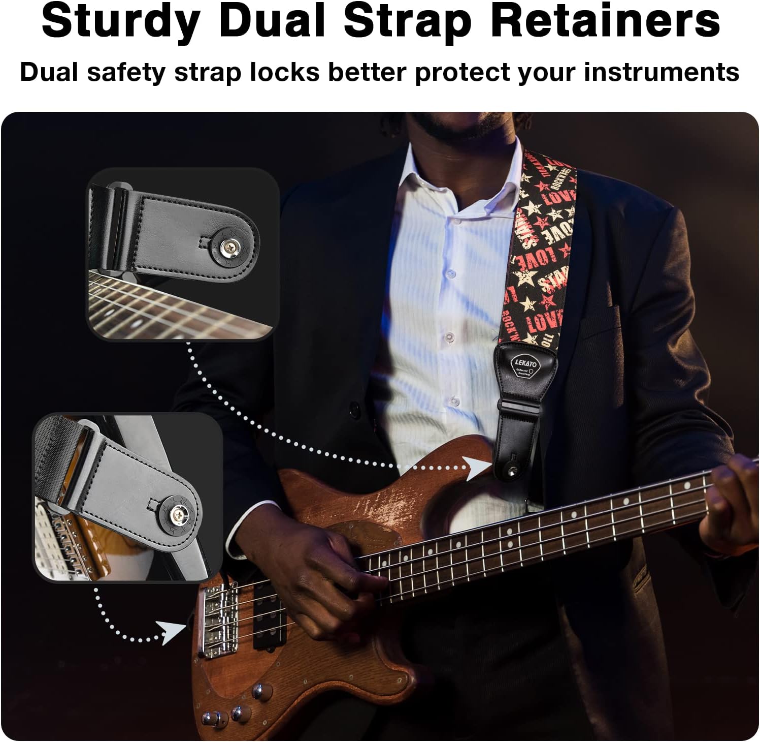 LEKATO Guitar Straps for Electric Guitar Bass