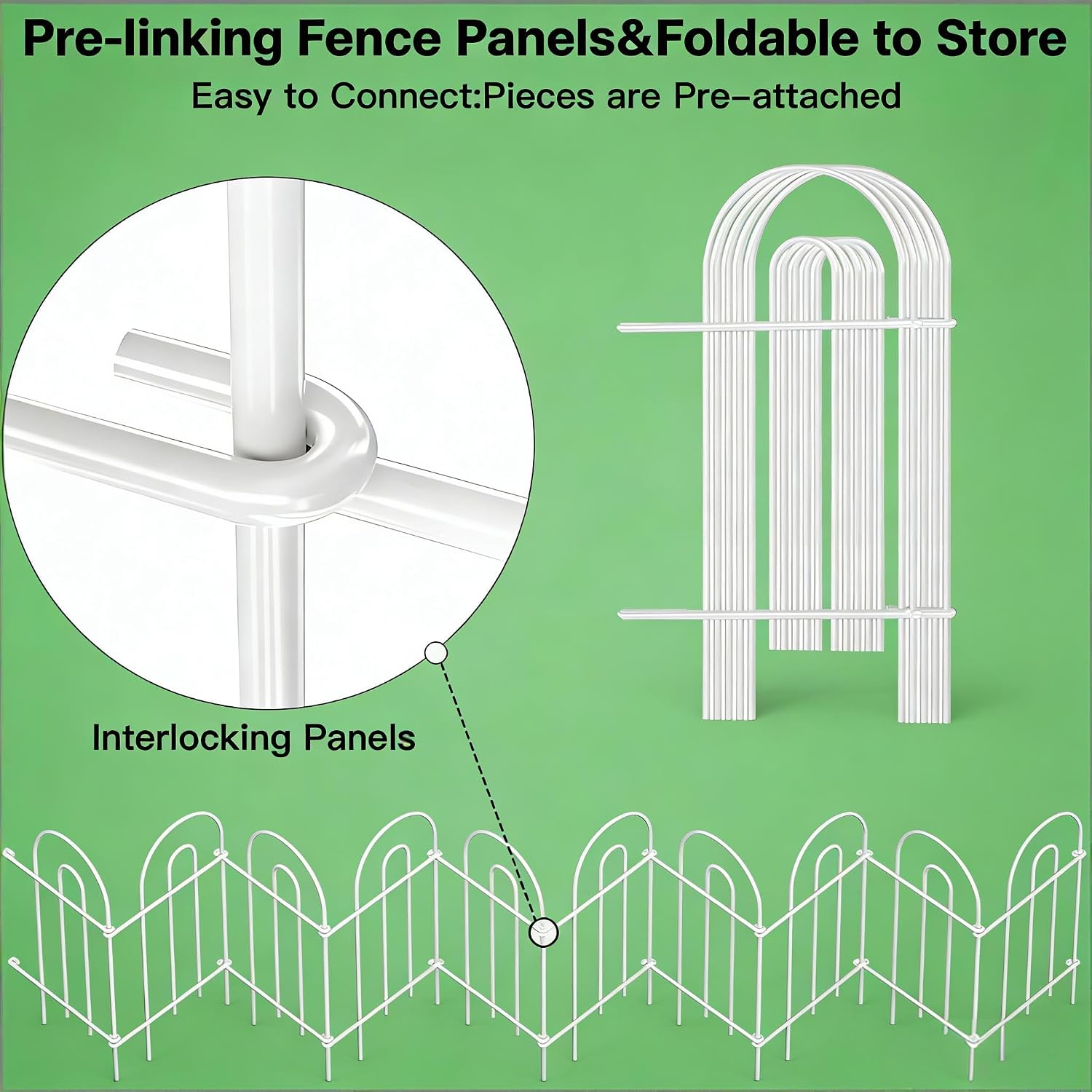 AMAGABELI 10 Panels 17in(H)×10ft(L) Decorative Garden Fences and Borders for Dogs No Dig Rustproof Metal Fence Panels Garden Edging Border Animal Barrier Fencing for Flower Beds Yard Patio Decor Black
