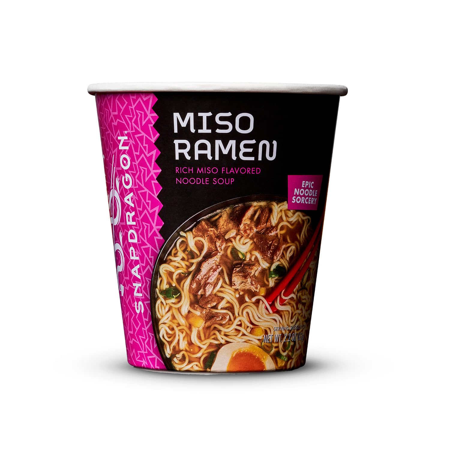 Snapdragon Miso Ramen Cup Noodles - 6 Pack Instant Ramen Bowl with Authentic Wheat Noodles, Soup Sauce Base