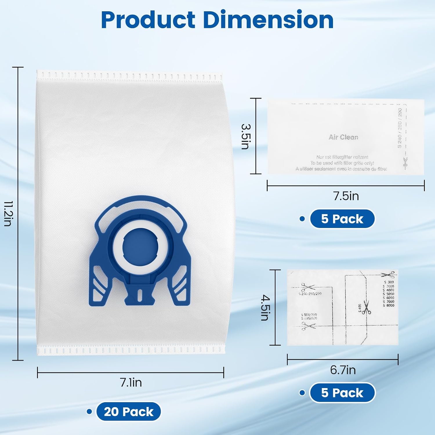 20 Pack 3D Airclean GN Vacuum Bags For Miele Classic C1 & Complete C1