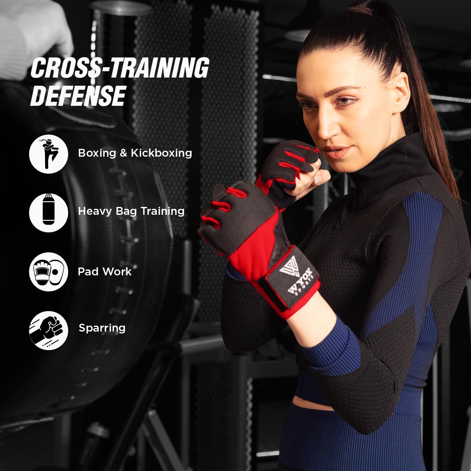 WYOX Neoprene Gel Boxing Hand Wraps Inner Gloves for Men & Women – 80cm/31in Quick Wrist Strap, Padded Knuckle Protection