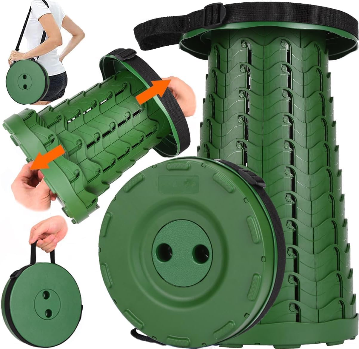 Fishboy Collapsible Stool for Adults, Portable Folding Camping Seat, 400lbs