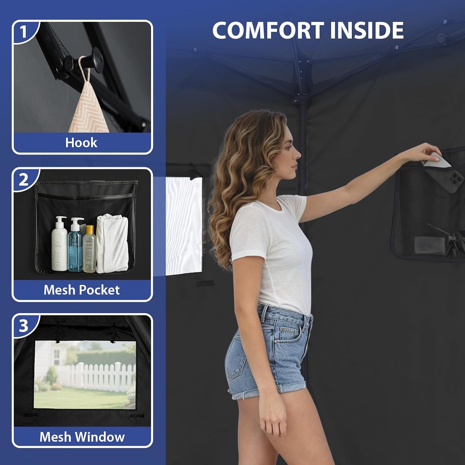 EAGLE PEAK 4x4 Pop Up Changing Tent, Outdoor Changing Room, Gray/White