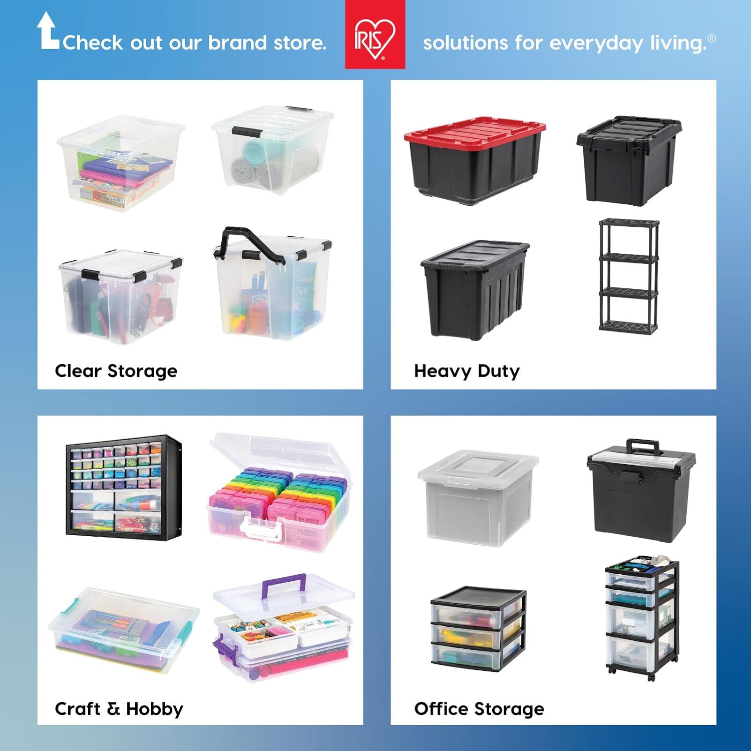 IRIS USA 6-Pack 54 Quart Storage Bins with Lids, Clear | Transparent design makes contents easy to find. Perfect for moving, blankets, clothing, and garage storage. Nestable design