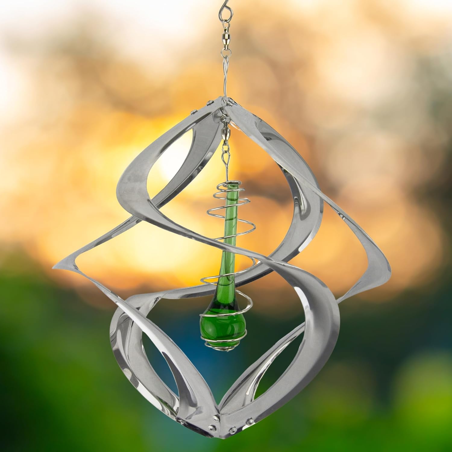 Red Carpet Studios The Original Cosmix Helix Wind Spinner Indoor/Outdoor Hanging Art, 11" Tall, Copper with Blue Planet