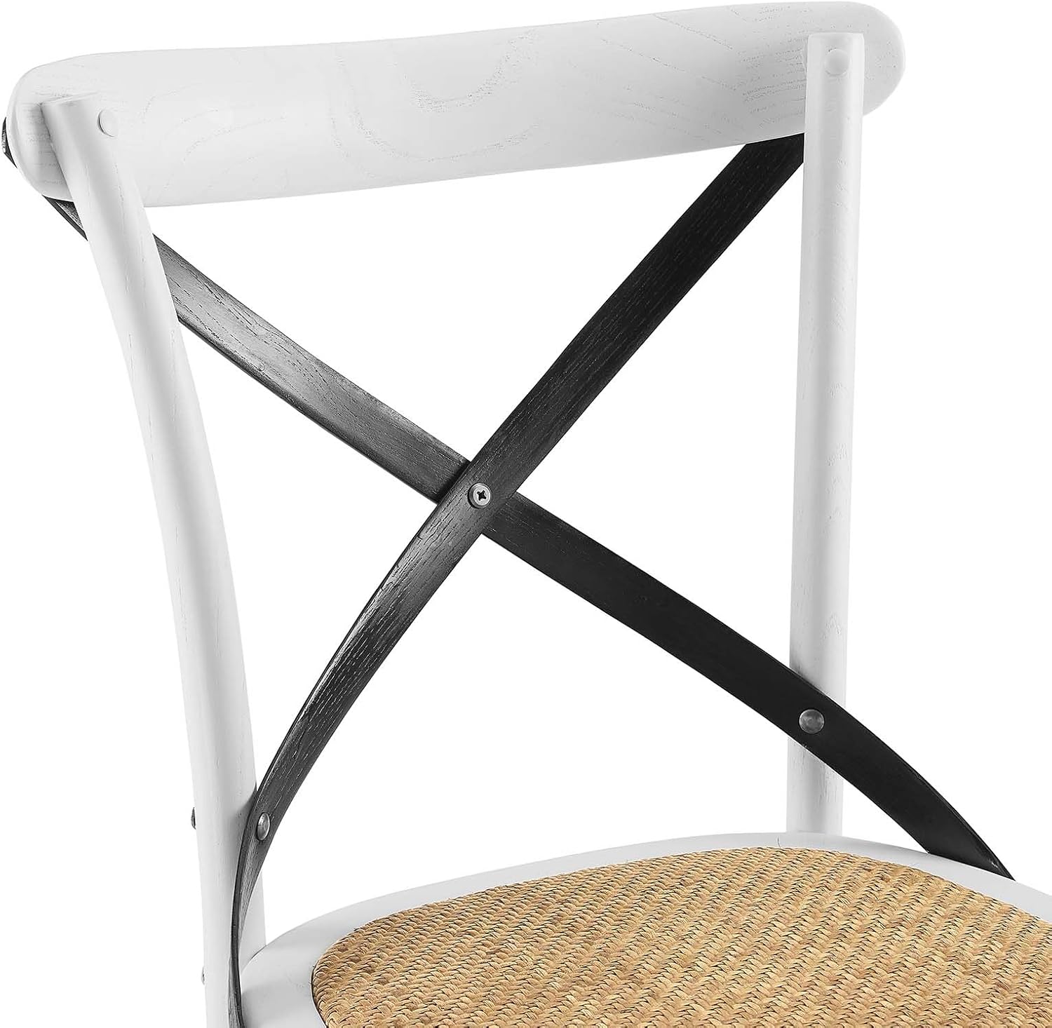 Modway Gear Rustic Modern Farmhouse Elm Wood Rattan Dining Chair in Gray