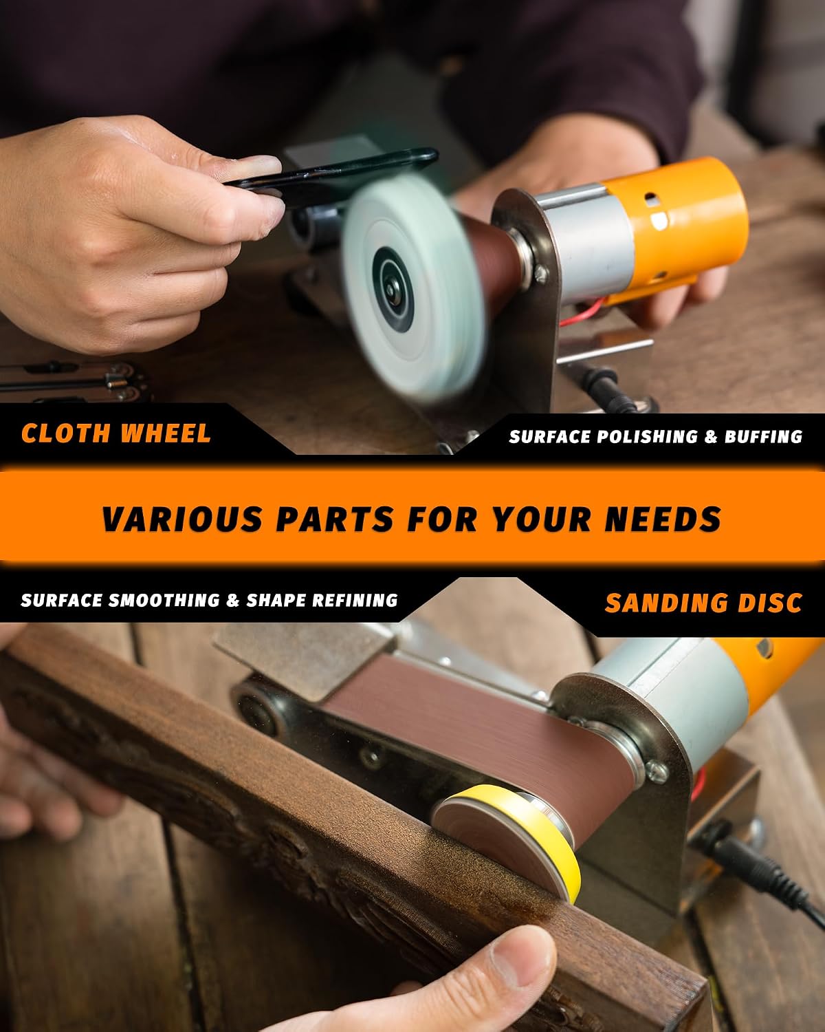 Mini Belt Sander, Electric Small Sander Knife Sharpener, 5"x6.8"x5.5" | Compact Design, Multi-Purpose, Electric Powered, Knife Sharpening, Portable Sander